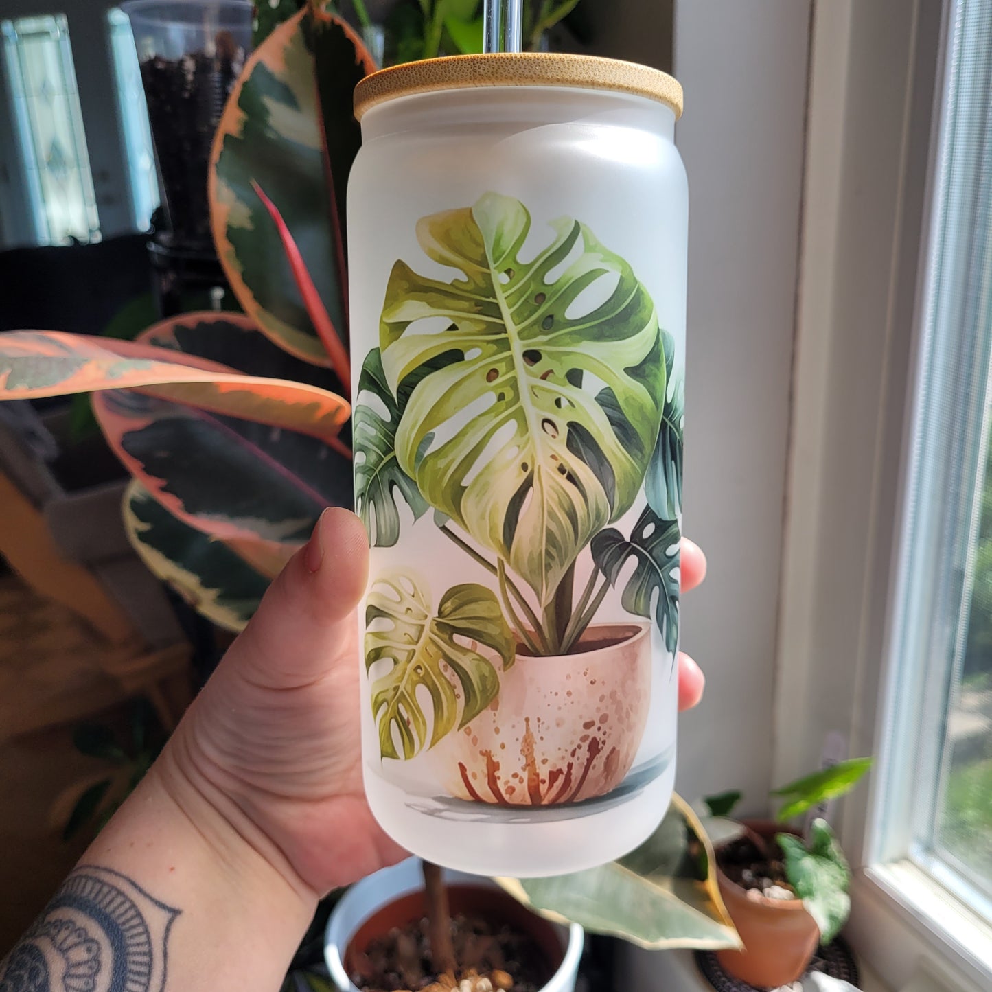 Verre givré monstera 2