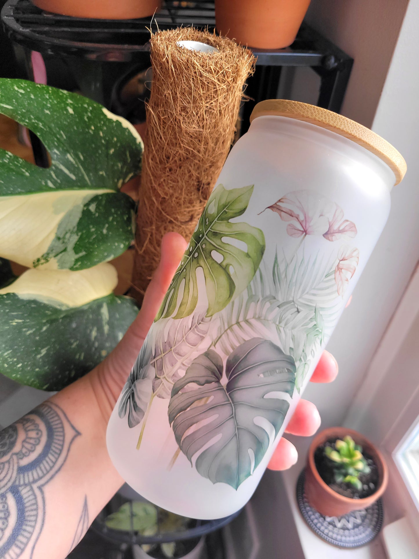 Verre givré monstera 4