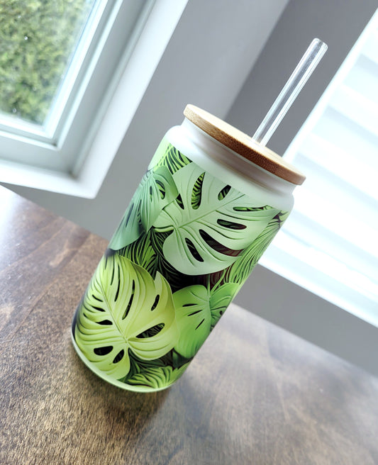 Verre givré monstera 3d