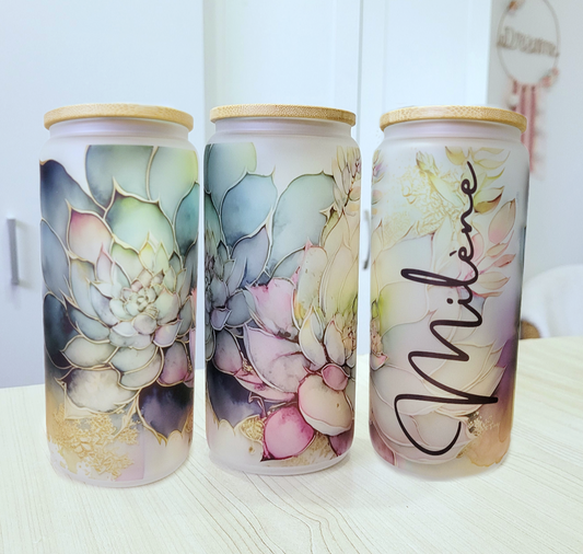 Verre givré succulentes tout motif