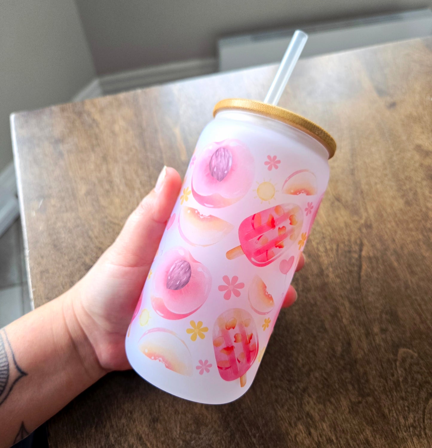 Verre givré pêches